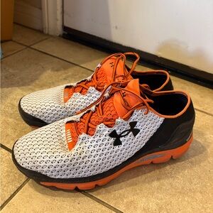 Under Armour Men's White, Orange, and Black Athletic Shoes